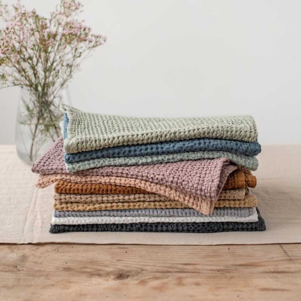 2 Towels - Magic Line Waffle Kitchen Towel - Forest Green - Picture 14 of 15